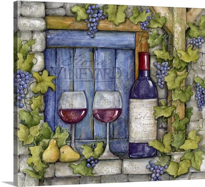 Wine On Stone Shelf