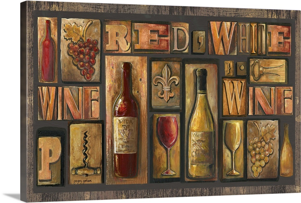Wine Typography Wall Art, Canvas Prints, Framed Prints, Wall Peels