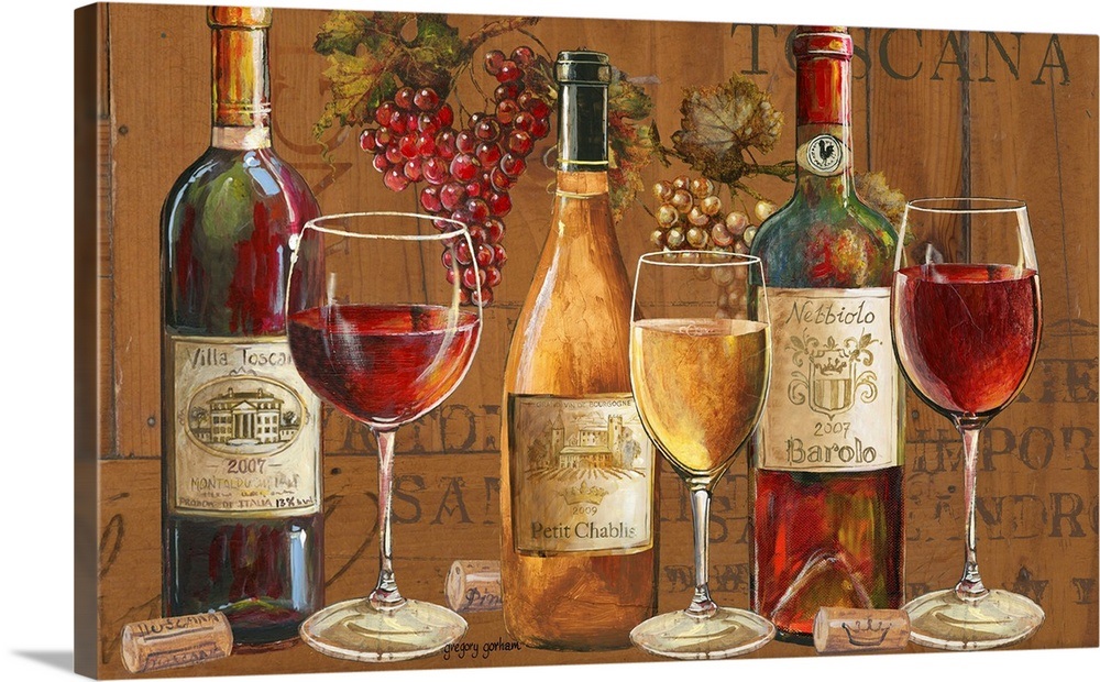 Wine Vignette on Oak Wall Art, Canvas Prints, Framed Prints, Wall Peels ...