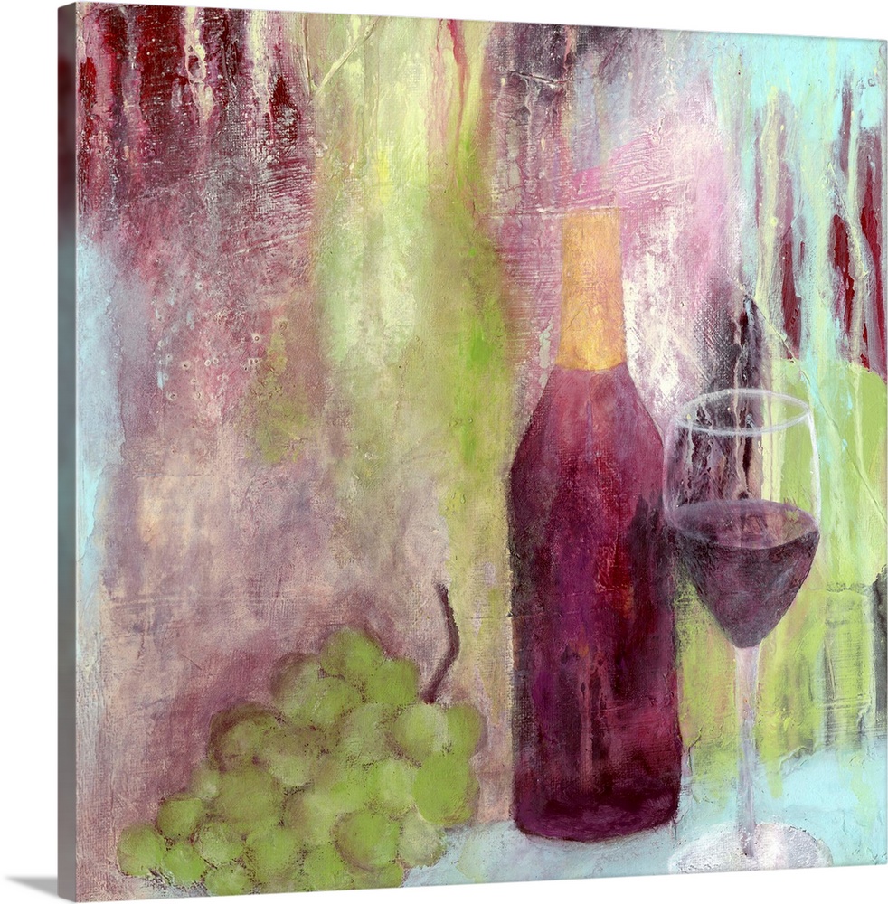 Abstract wine tableau offers a unique take on a popular theme.