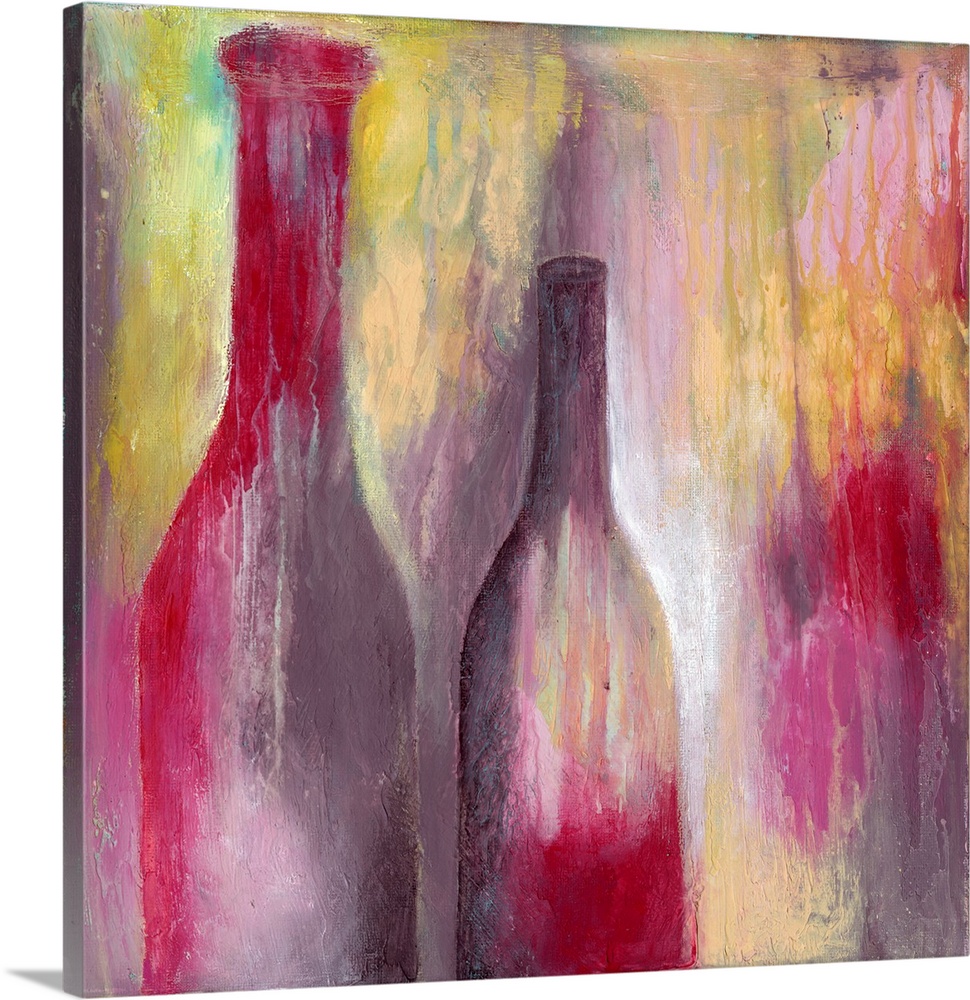 Abstract wine tableau offers a unique take on a popular theme.