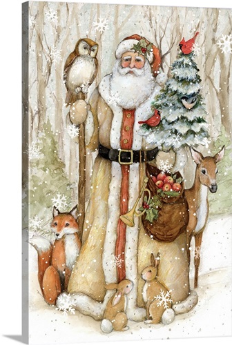 Woodland Santa Wall Art, Canvas Prints, Framed Prints, Wall Peels