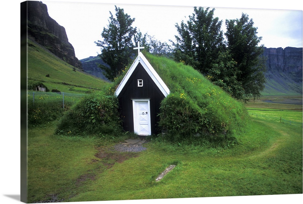 13th Century Grass Church - Famous Nupsstadur Farm, Southern Iceland.