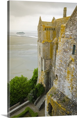 Abbey Walls And Bay, Mont Saint-Michel Monastery, Normandy, France