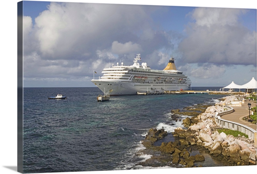 ABC Islands-CURACAO-Willemstad:.Cruise ship docked at Fort Riffart Cruise Terminal/ Morning