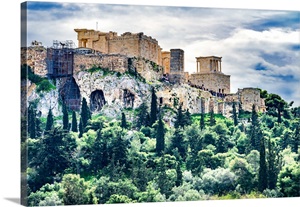 Acropolis, Hill From Agora Temple Of Athena Nike Propylaea, Athens, Greece image thumbnail
