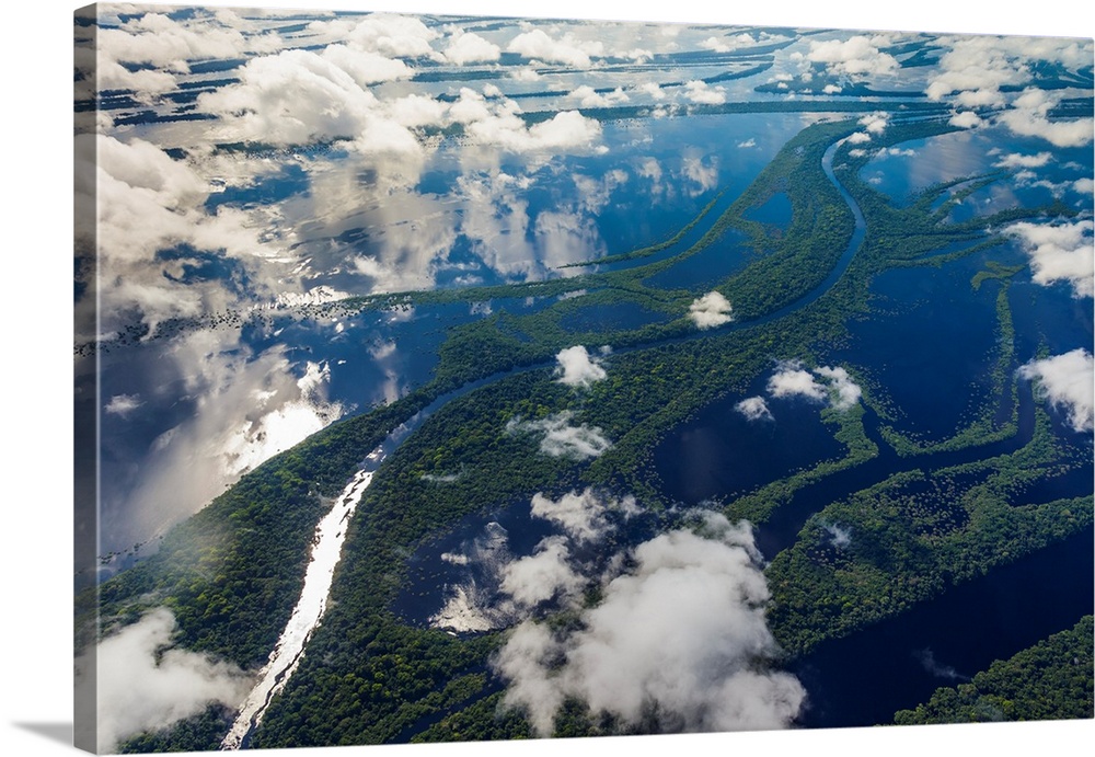 Aerial of Amazon River Basin, Manaus, Brazil.