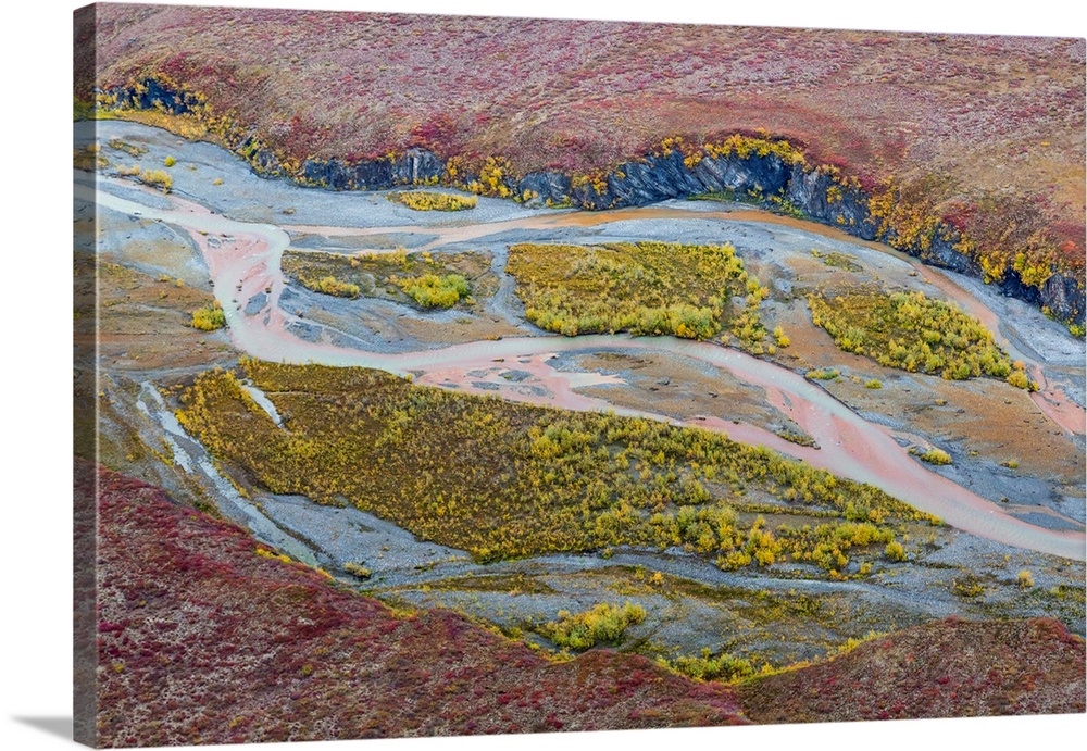 USA, Alaska, Brooks Range, Arctic National Wildlife Refuge. Aerial of Ivishak River.