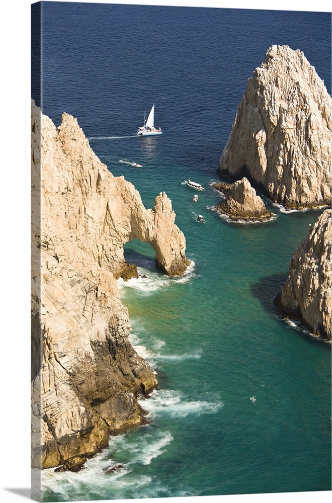 Aerial view of Cabo San Lucas from ultralight aircraft, Baja California, Mexico.