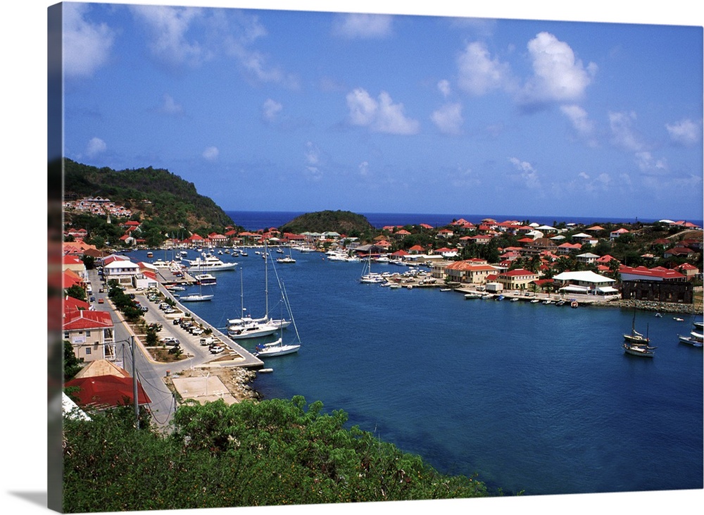 Aerial view of Gustavia Port, St. Barths.