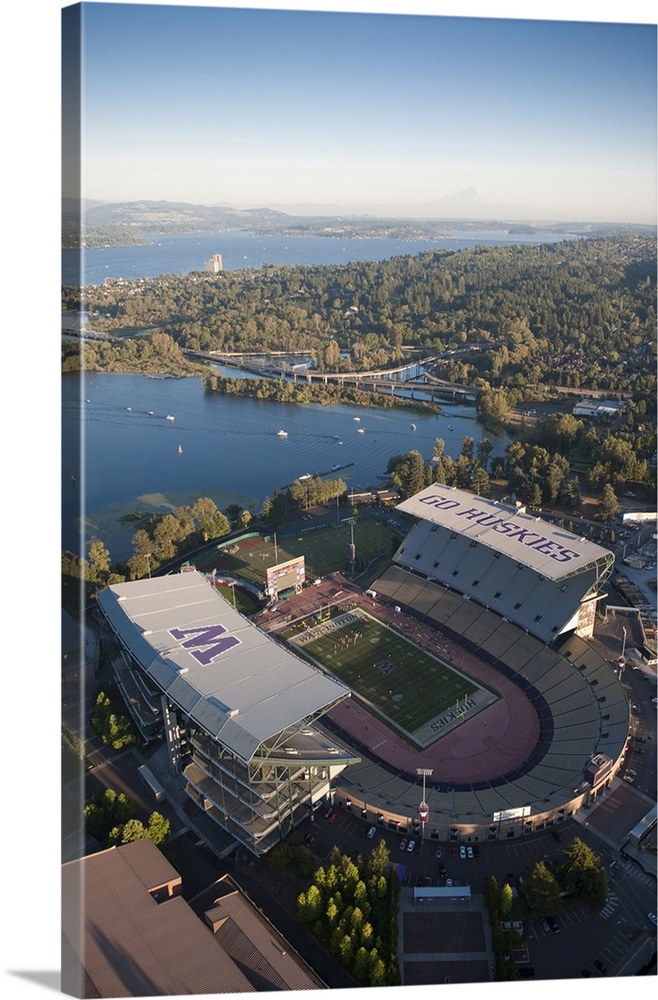 Aerial view of Husky Stadium, Seattle, Washington.