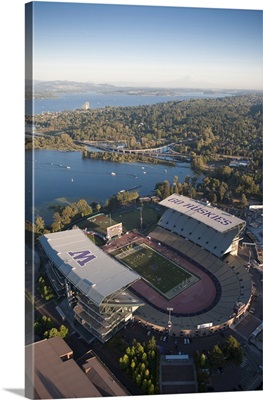 Aerial view of Husky Stadium, Seattle, Washington