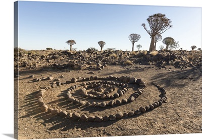 Africa, Namibia, Keetmanshoop. Rock spiral and  Quivertree Forest.