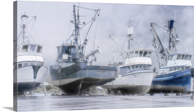 Alaska, Valdez, Fishing Boats On Dry Dock, Artistic Rendering