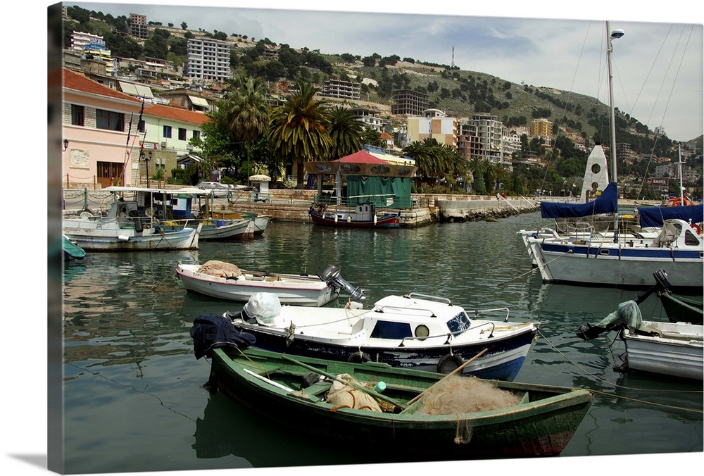 Europe, Albania, Sarande. Albanian port city located on the Ionian Sea, harbor area.