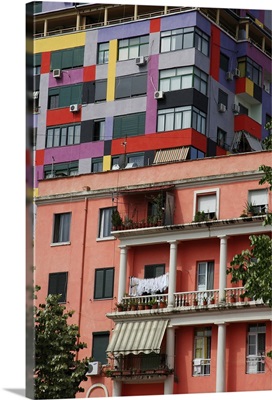 Albania, Tirane, the town's facades coulored by the mayor Edi Rama
