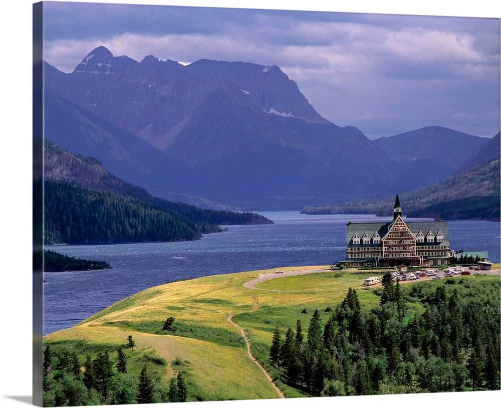 Canada, Alberta, Waterton Lakes NP. The Prince of Wales Hotel is located on Waterton Lake in Waterton Lakes NP, Alberta, C...