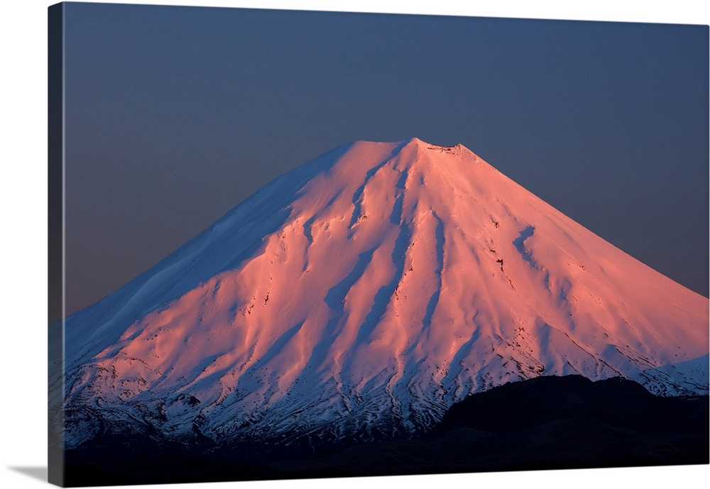 Alpenglow on Mt. Ngauruhoe at dawn, Tongariro National Park, Central Plateau, North Island, New Zealand