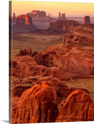 Arizona, Monument Valley, Sunset view from Hunt's Mesa
