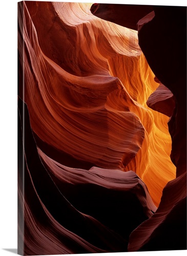Arizona, Navajo Tribal Land, sunlight creates amber walls in Antelope Canyon Stretched Canvas Print