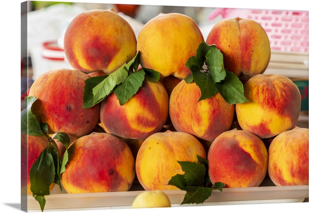 Armenia, Yerevan. Farmer's market. Peaches.