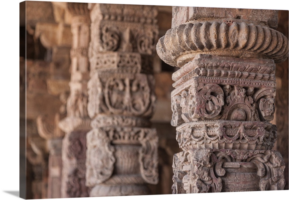 Asia. India. Column details at the Alai-Darwaza complex in New Dehli.