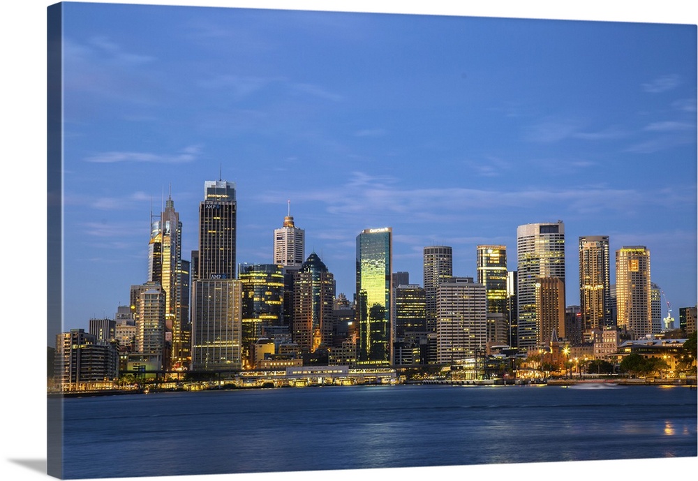 Australia, Sydney. View of downtown at sunset.