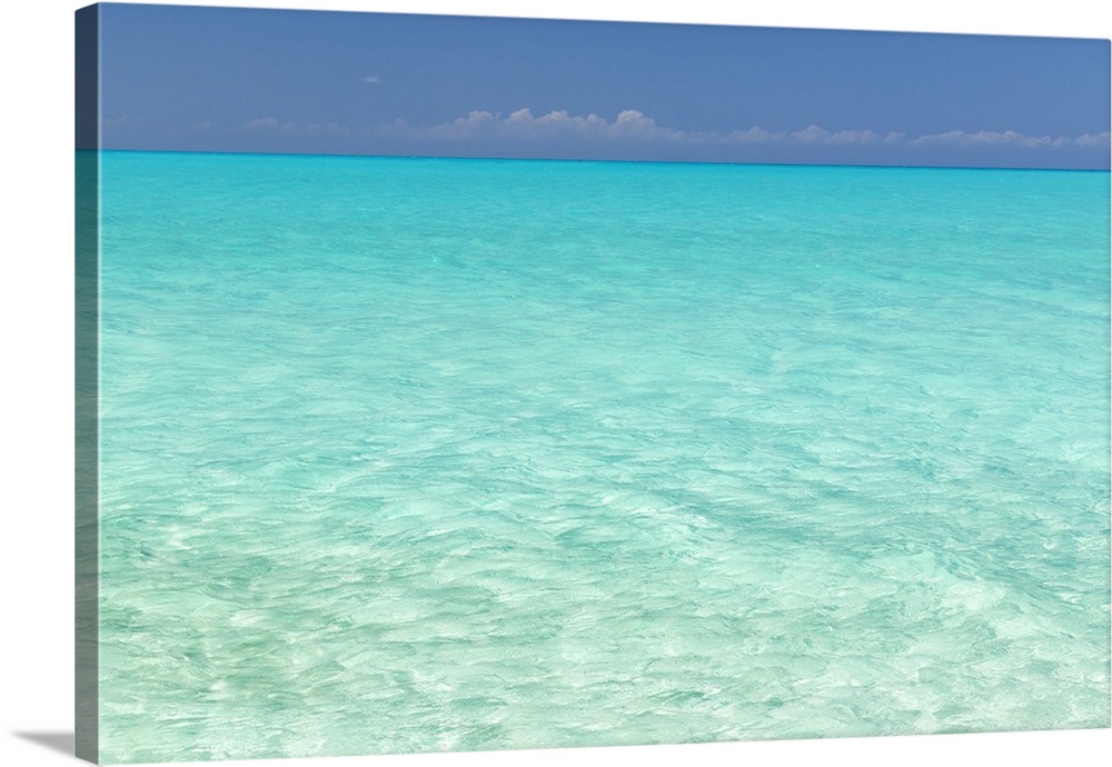 Bahamas, Little Exuma Island. Seascape of aqua ocean water.