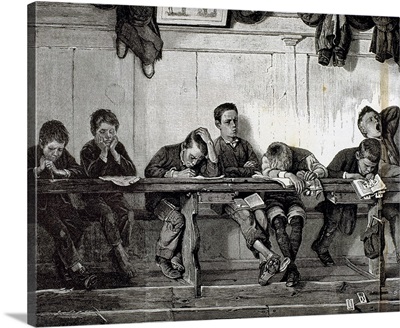 Bank of punished in a school, Engraving, 1884