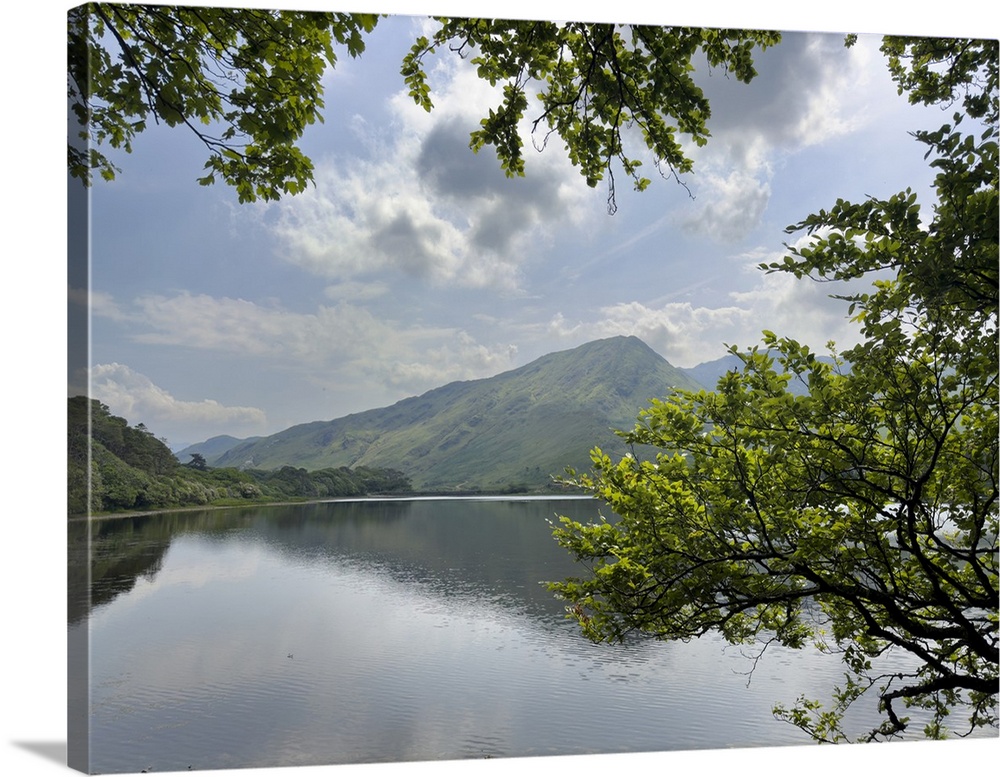 Beautiful lake is the view from Kylemore Abbey.