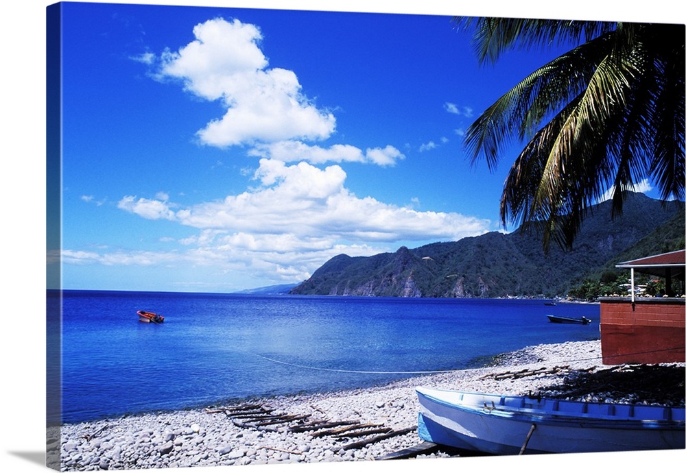 Beautiful ocean scenic on peaceful south end in Soufrier, Dominica.