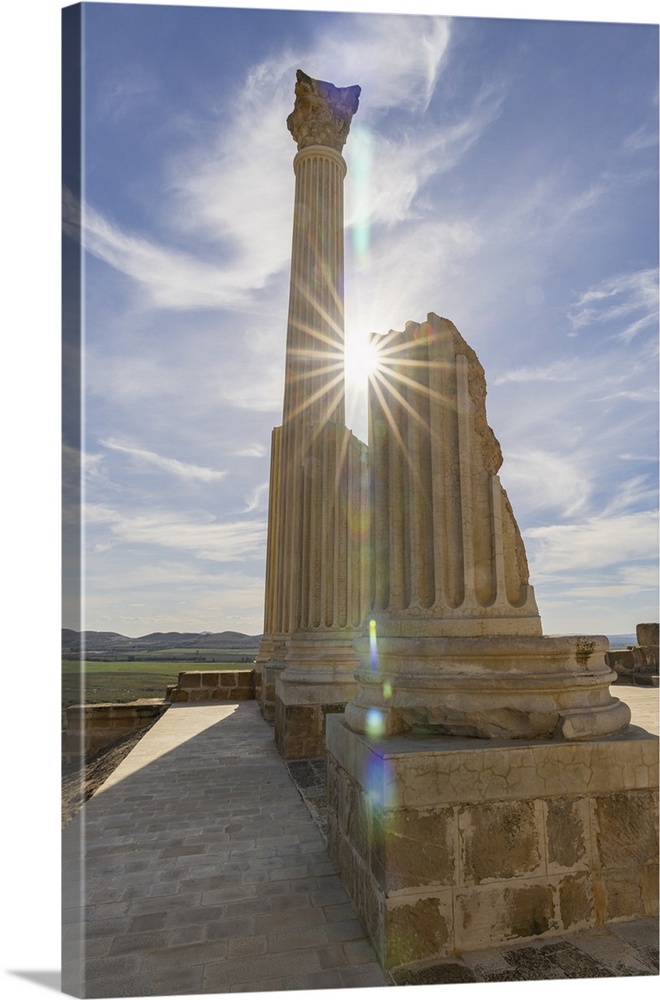 Ben Arous, Tunisia. Ruins of the Roman Capitol at the Uthina Archaeological Site.