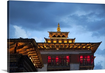 Bhutan, Thimpu, Tashichho Dzong roofline