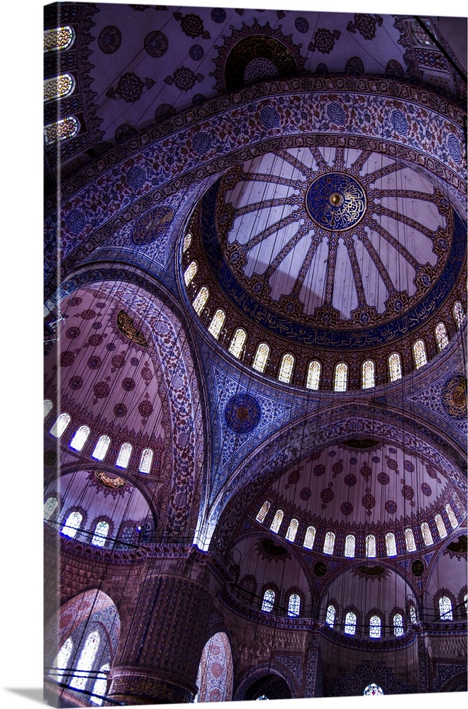 Istanbul, Turkey. Blue and gold leaf Byzantine domes of the Blue Mosque