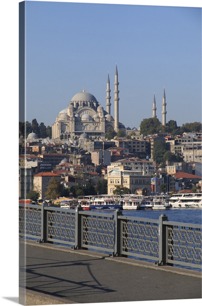 Turkey,Istanbul, Old Istanbul, Blue Mosque, Hagia Sophia, and parts of the Topkapi Palace as seen from the Galata bridge.