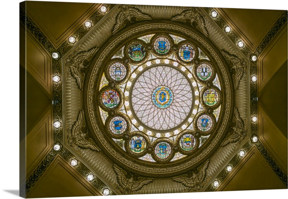 USA, Massachusetts, Boston, Massachusetts State House, rotunda ceiling