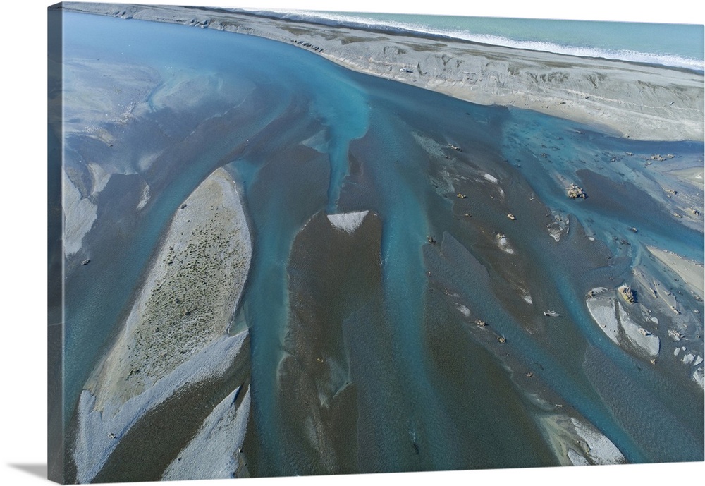 Braids of Rakaia River, near Rakaia River Mouth, Mid Canterbury, South Island, New Zealand