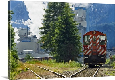 British Columbia, Columbia River Basin, Castlegar, train at Celgar Pulp Mill