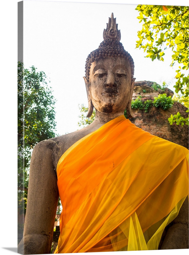 Buddha Drapped with Orange in Ayutthaya,Thailand.