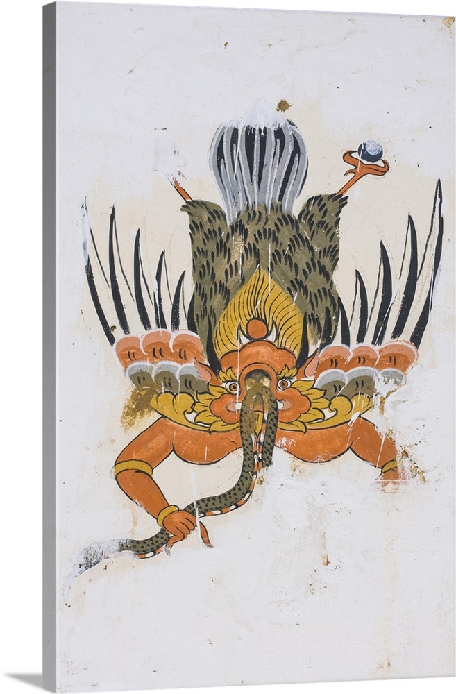 Buddhist Paintings at a facade, Chimi Lhakhang, Bhutan.