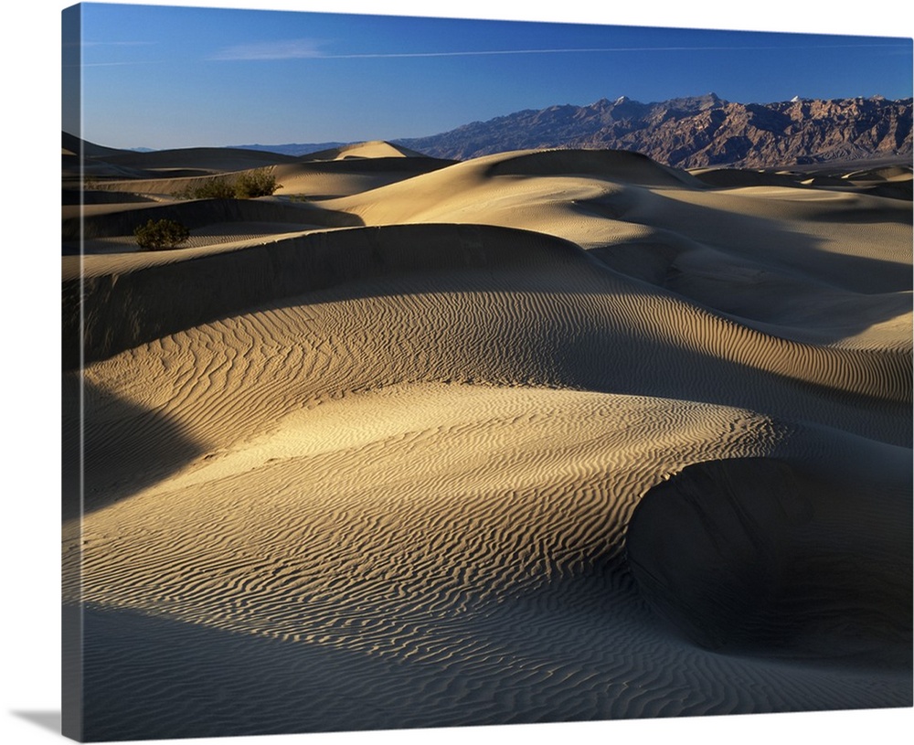USA, California, Death Valley National Park, Mojave Desert, view of sand dunes at sunset.