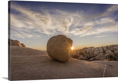 California, Joshua Tree National Park, Rocky Landscape At Sunset
