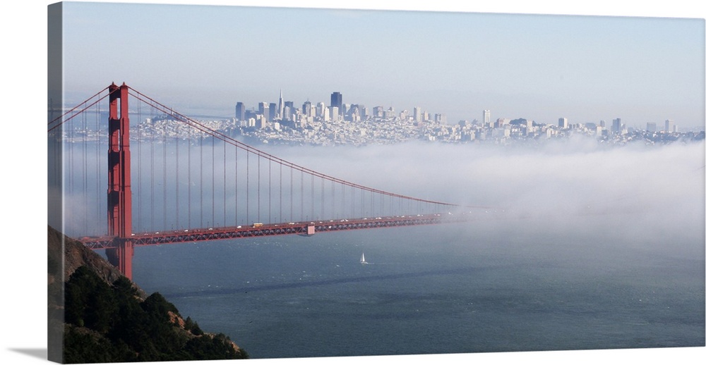 USA California San Francisco Golden gate Bridge Disappearing into Fog