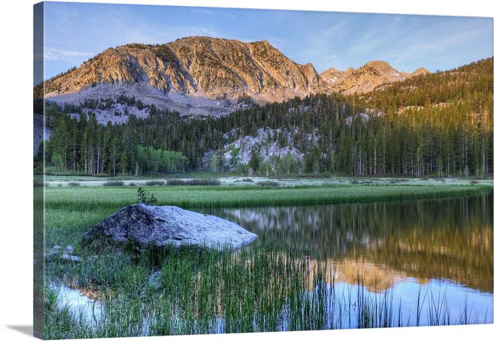 USA, California, Sierra Nevada Mountains. Calm reflections in Grass Lake.