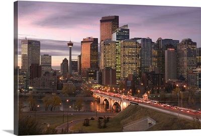 Canada, Alberta, Calgary, Downtown Calgary, Dawn City and Centre Street Bridge