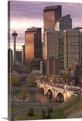 Canada, Alberta, Calgary, Downtown Calgary, Dawn City and Centre Street Bridge