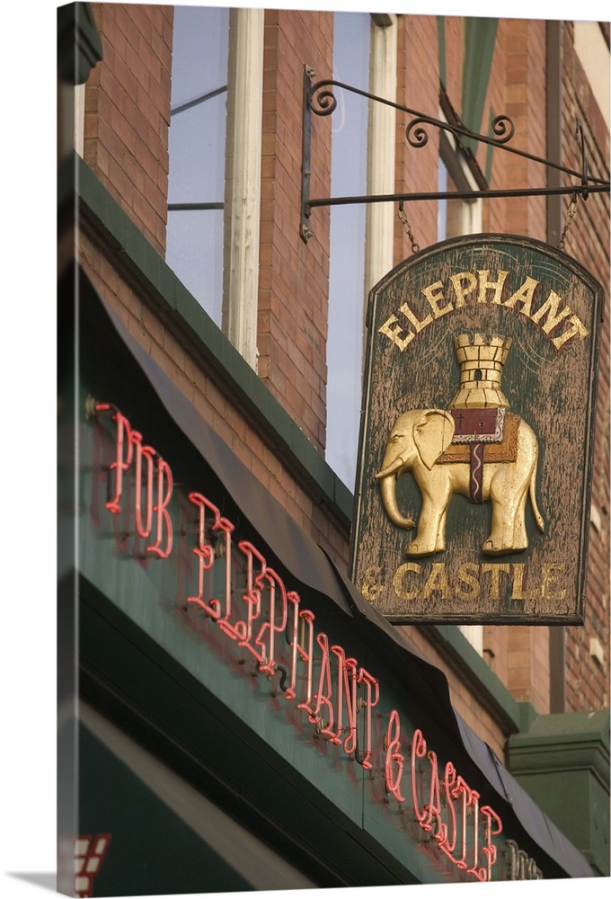Canada, Alberta, Edmonton, Old Strathcona Area, Elephant and Castle Pub Sign