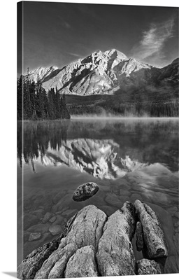 Canada, Alberta, Jasper National Park, Pyramid Mountain Reflected In Pyramid Lake