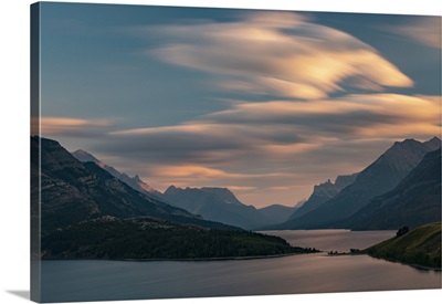 Canada, Alberta, Waterton Lakes National Park, Sunset Over Waterton Lake