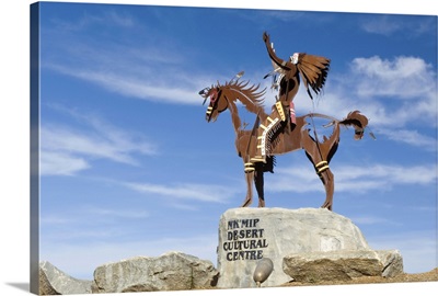 Canada, BC, Osoyos, Nk'Mip Desert Cultural Center, Statue of Indian on Horse